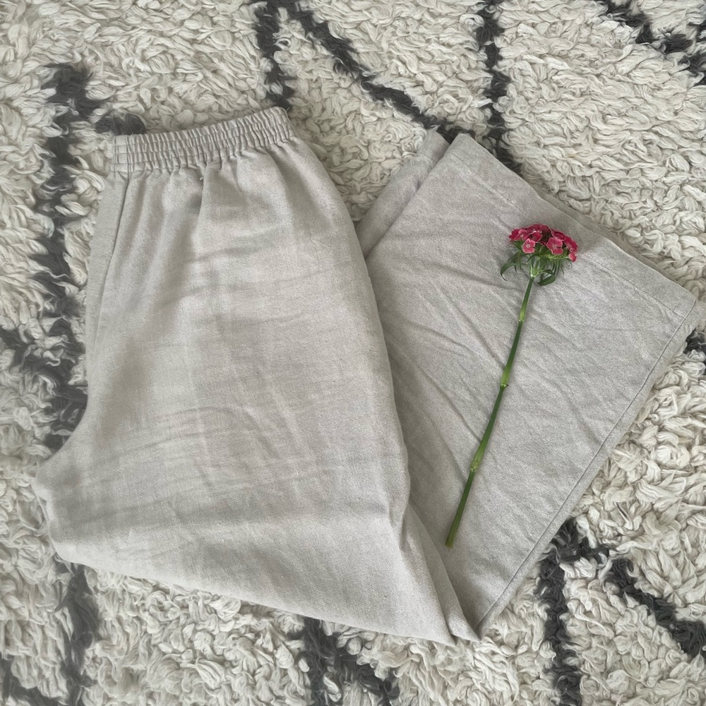 Linenfox Ocean Heavyweight Cream Wide Leg Pants XL
